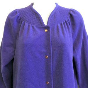 Vintage 60s 70s Housecoat Robe Velour Pearl Snap At Home Wear Sears Pocket S
